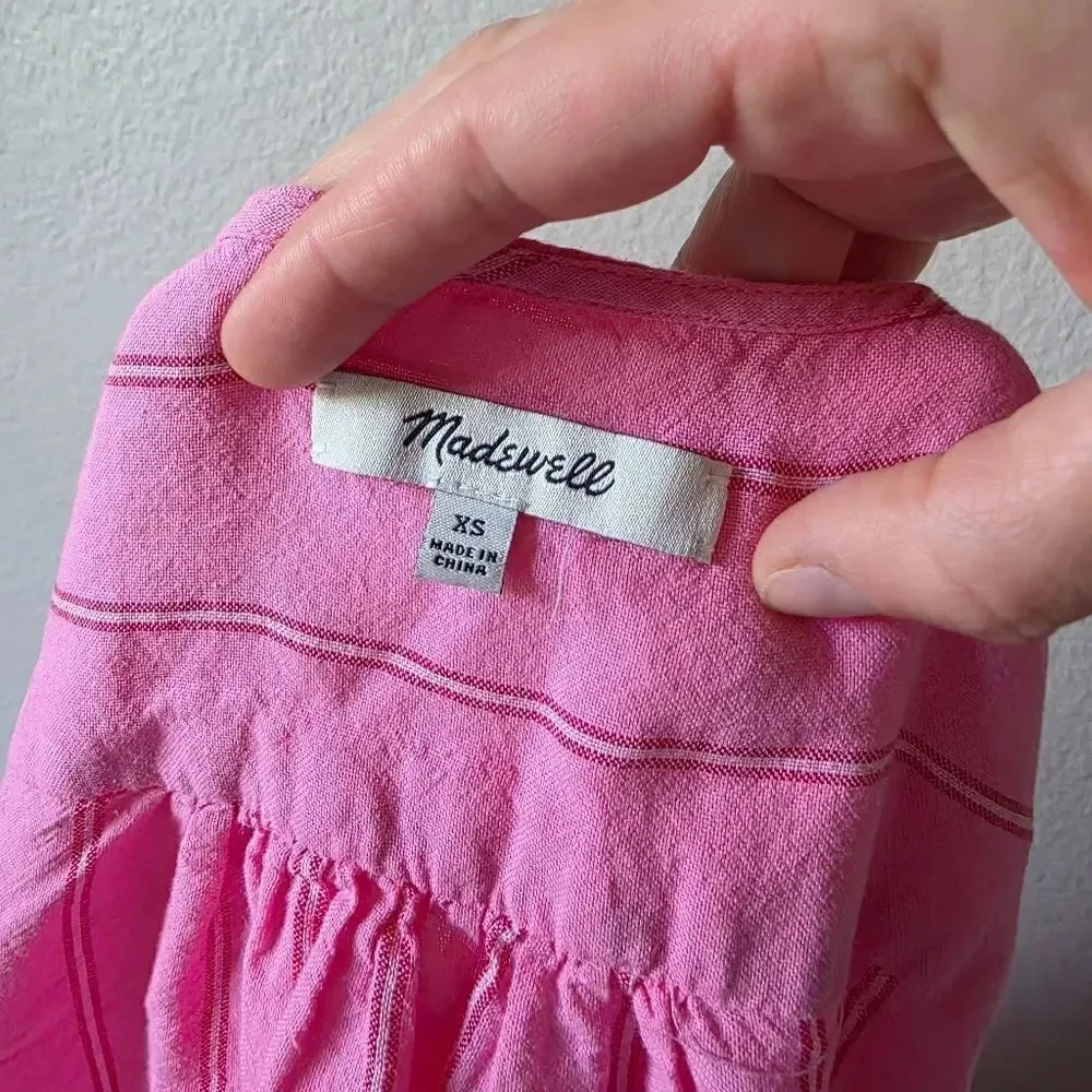 Madewell Cecilia Pink Striped Wrap Top XS